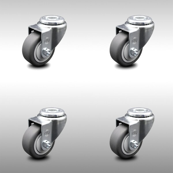 3 Inch SS Thermoplastic Rubber Wheel Swivel Bolt Hole Caster Set
